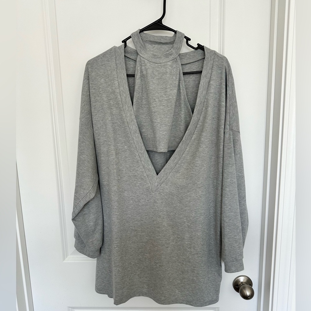 Amazon two piece knitted crop top + oversized off-the-shoulder pullover sweater